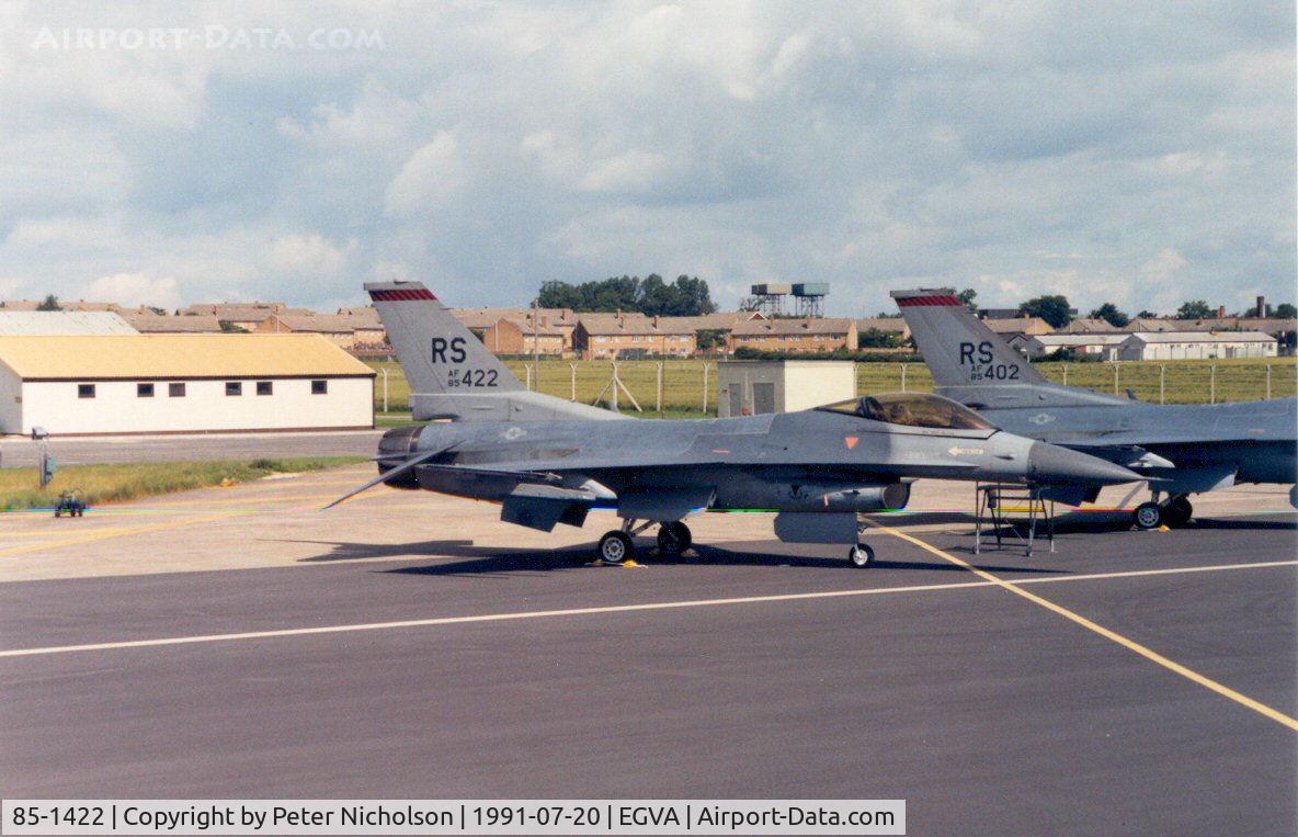 85-1422, 1985 General Dynamics F-16C Fighting Falcon C/N 5C-202, F-16C Falcon, callsign Cash 14, of 526th Tactical Fighter Squadron/86th Tactical Fighter Wing on the flight-line at the 1991 Intnl Air Tattoo at RAF Fairford.
