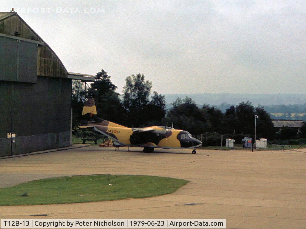 T12B-13, CASA C-212-100 Aviocar C/N A1-9-19, CASA C-212 Aviocar of Esquadron 745 Spanish Air Force on the flight-line at the 1979 Intnl Air Tattoo at RAF Greenham Common.