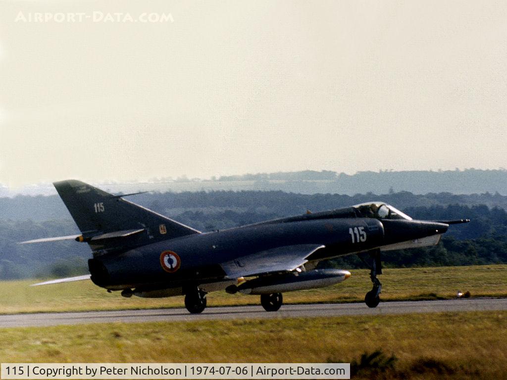115, Dassault Etendard IV.P C/N 115, Etendard IV.P of 16 Flotille French Aeronavale returning to the flight-line at the 1974 Intnl Air Tattoo at RAF Greenham Common.