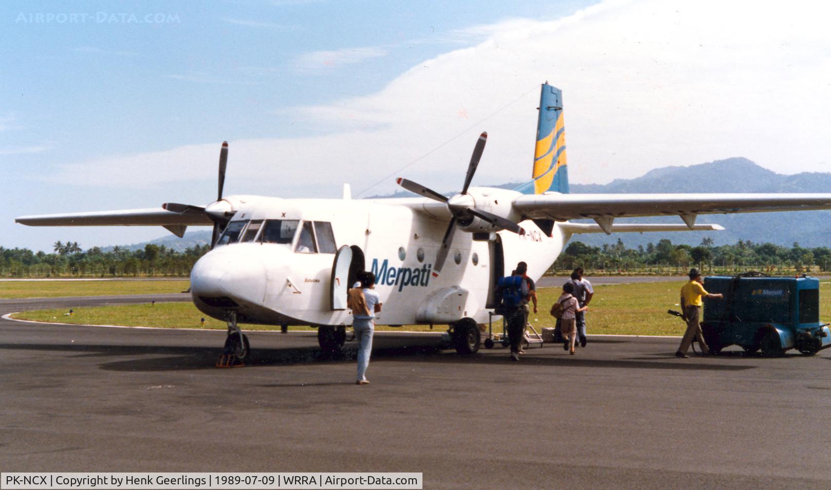 PK-NCX, IPTN 212-CC4 Aviocar Srs200 C/N 77N257, Merpati NC-212 at Mataram , Jul '89