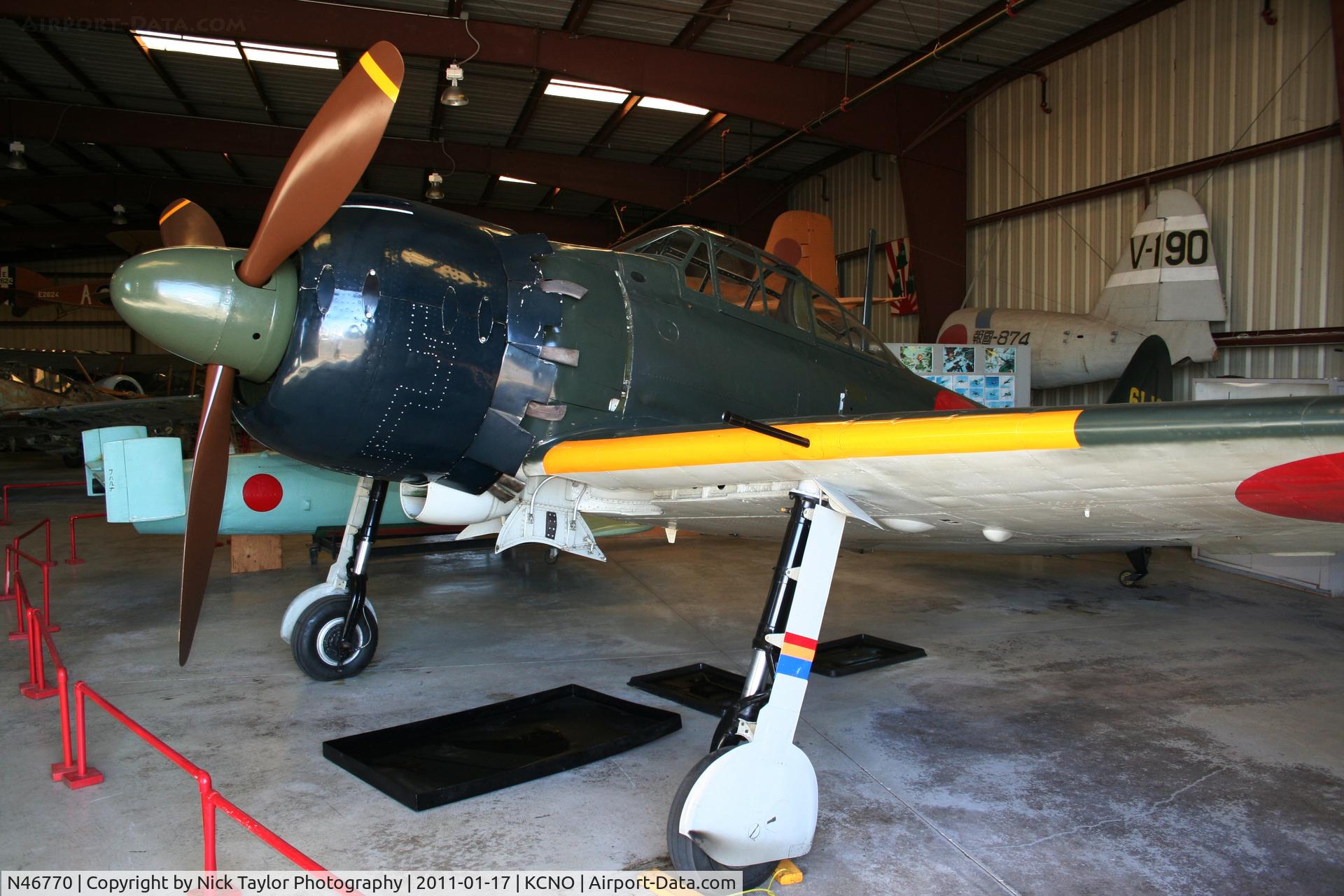 N46770, 1944 Mitsubishi A6M5 Reisen (Zero) C/N 5357, Sitting inside the Planes of Fame museum