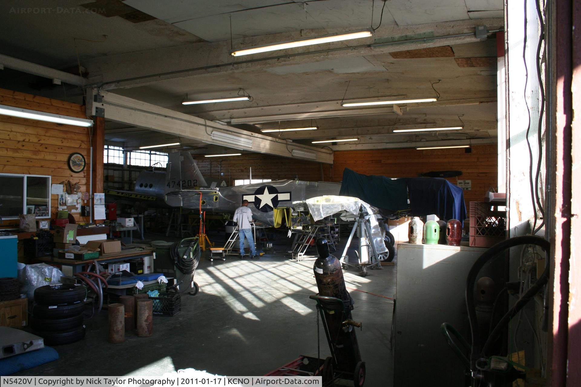 N5420V, 1944 North American/aero Classics P-51D C/N 44-74202, Being worked on inside the planes of fame museum