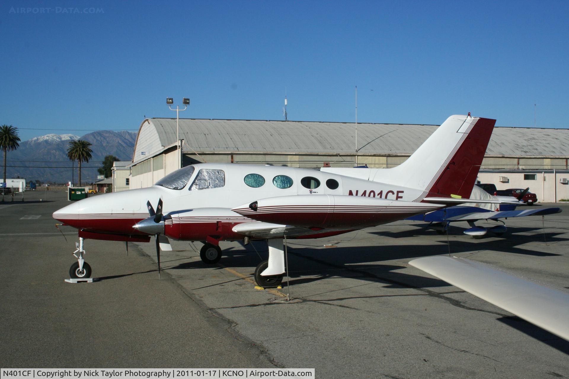 N401CF, 1967 Cessna 401 C/N 401-0115, Sitting at Chino