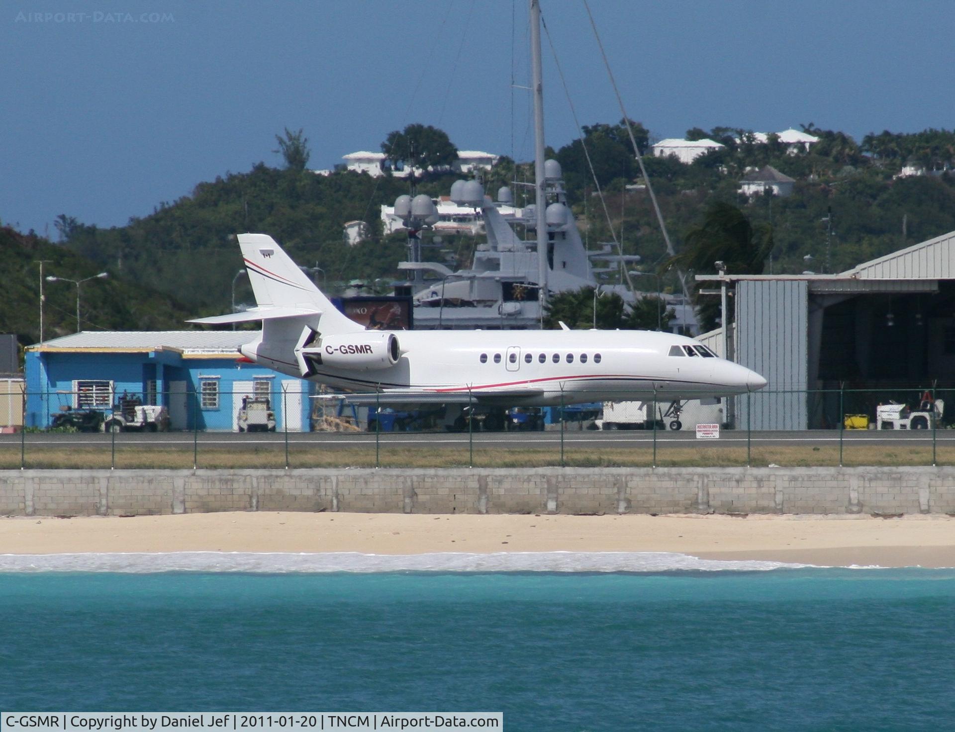 C-GSMR, 1999 Dassault Falcon 2000 C/N 88, C-GSMR landing at TNCM