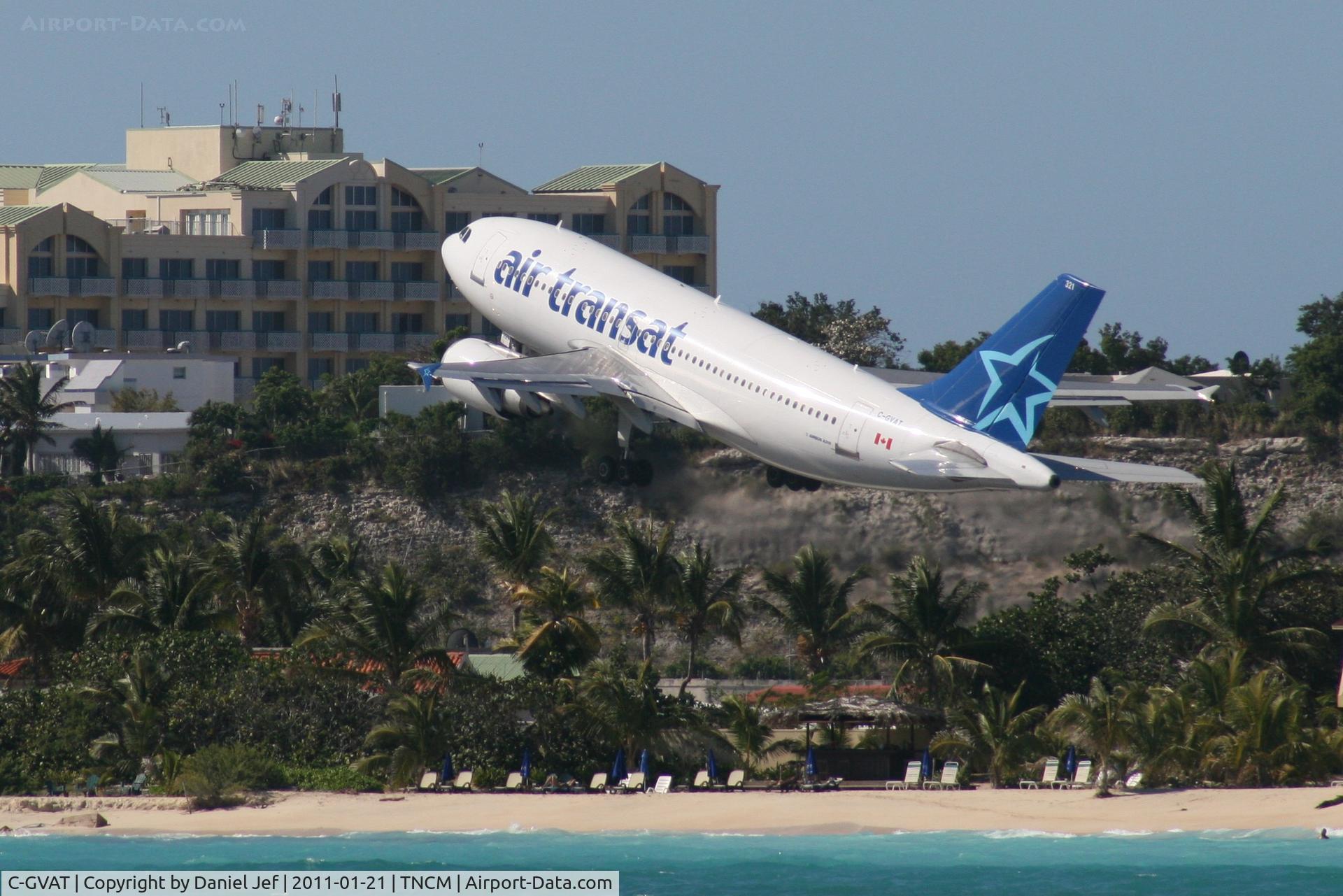 C-GVAT, 1988 Airbus A310-304 C/N 485, Air Transat C-GVAT departing TNCM runway 28