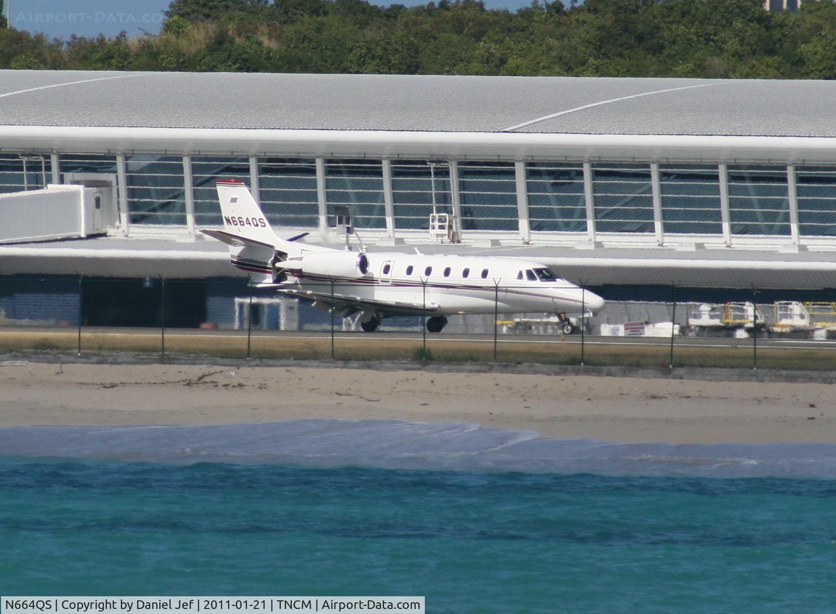 N664QS, 2002 Cessna 560XL Citation Excel C/N 560-5264, N664QS landing at TNCM