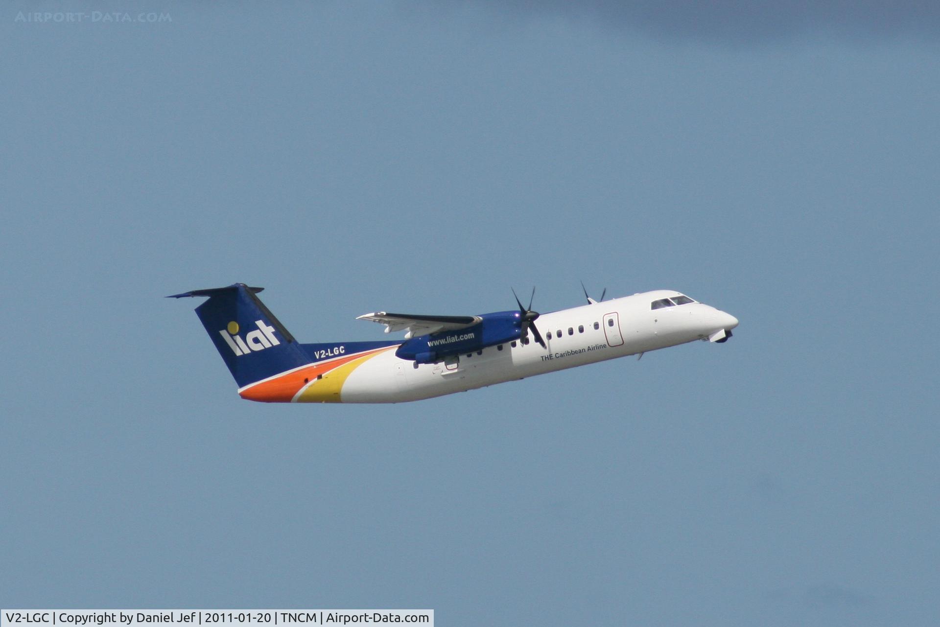 V2-LGC, 1991 De Havilland Canada DHC-8-311 Dash 8 C/N 298, Liat V2-LGC departing TNCM