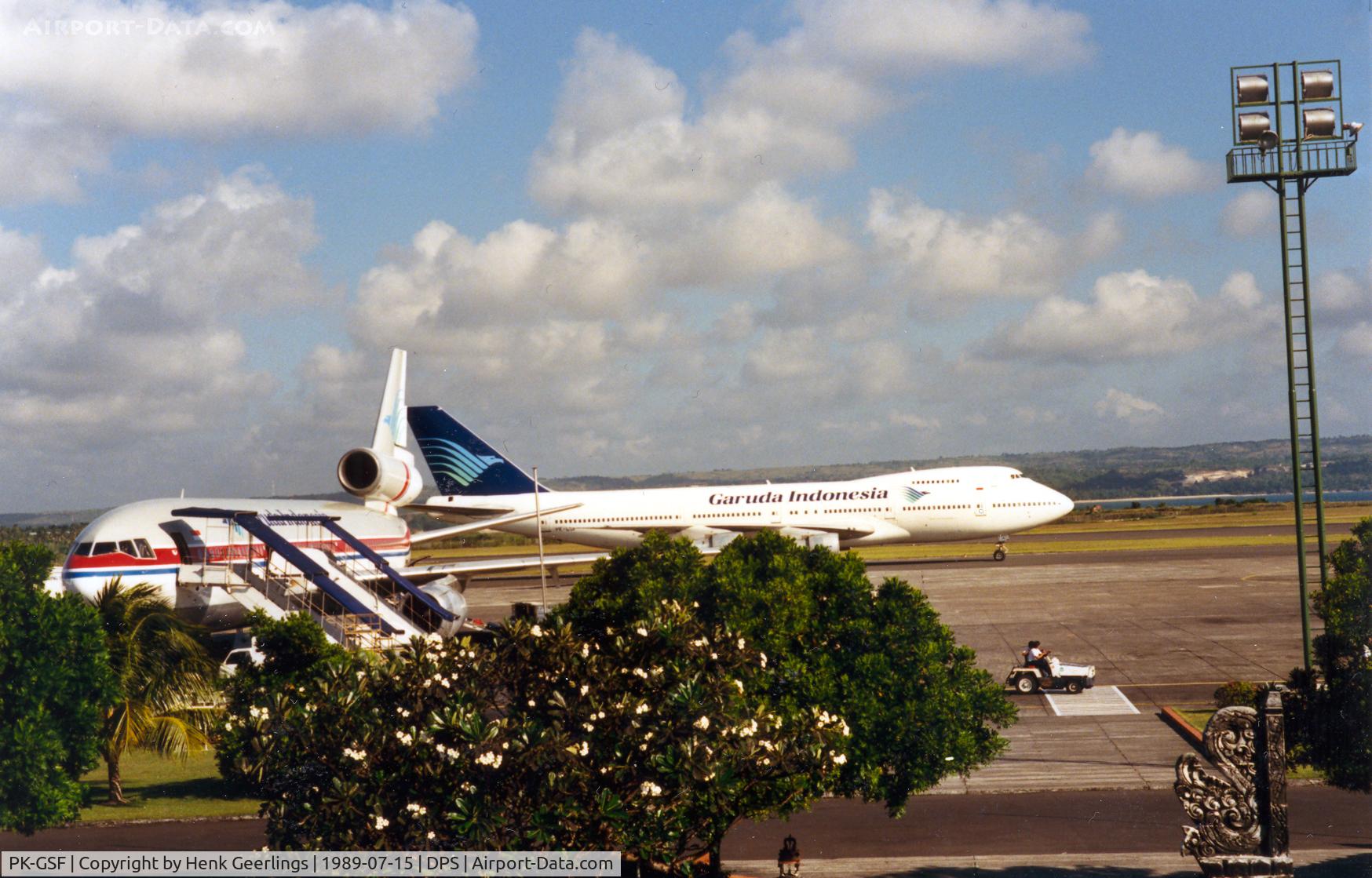 PK-GSF, 1982 Boeing 747-2U3B C/N 22769, Garuda , B747 at Denpasar , Jul '89
