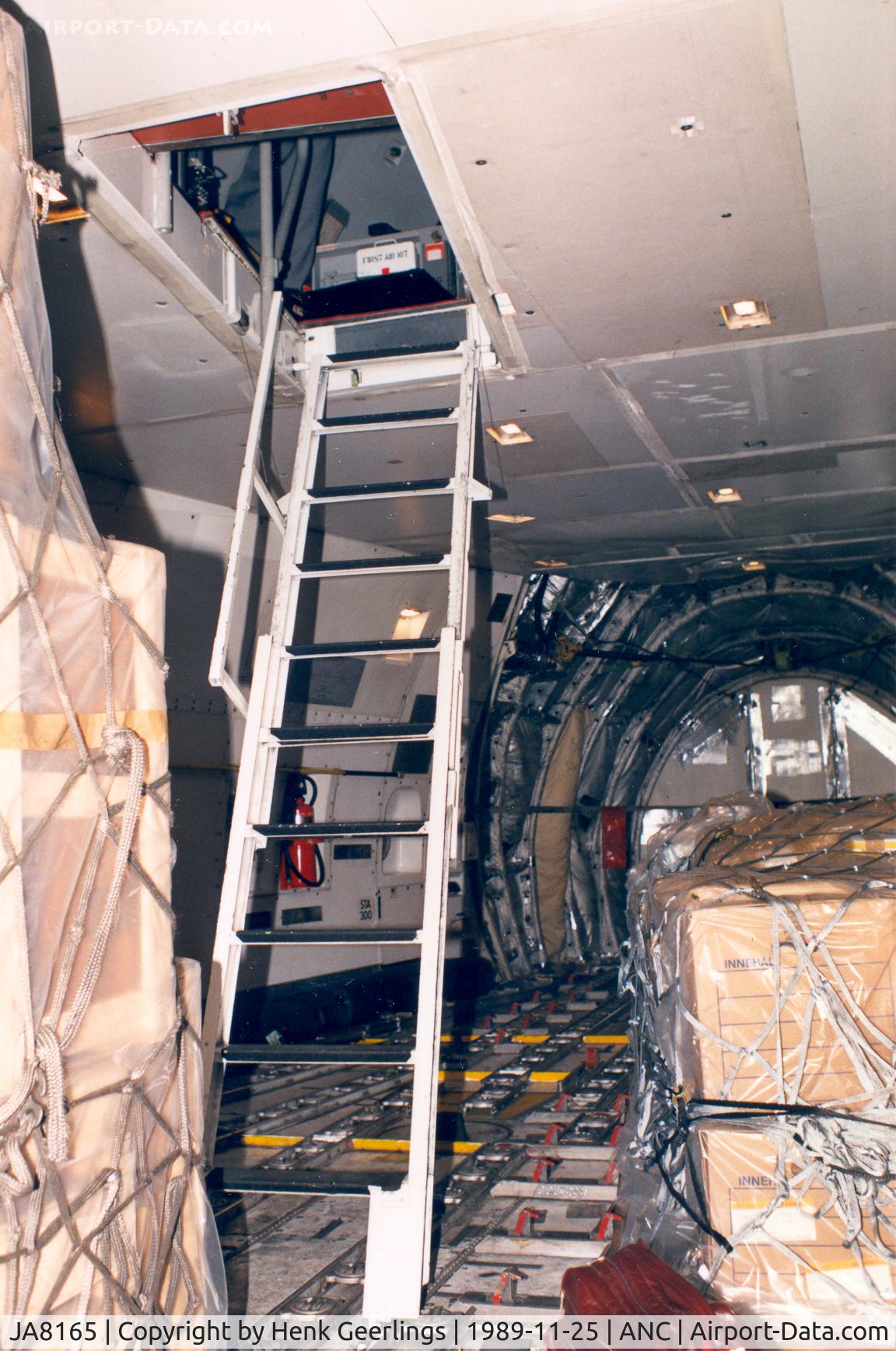 JA8165, 1979 Boeing 747-221F C/N 21743, JAL Cargo Freighter, Stair to main cargo deck.