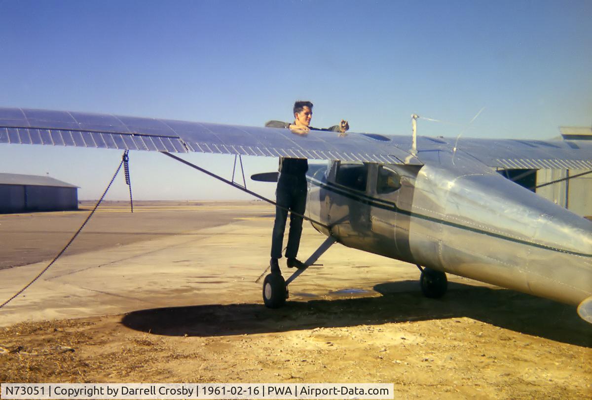 N73051, 1946 Cessna 140 C/N 10259, Cessna 140 N73051 in 1961 at Wiley Post Airport in Bethany, Oklahoma belonging to Bob Whitehead.