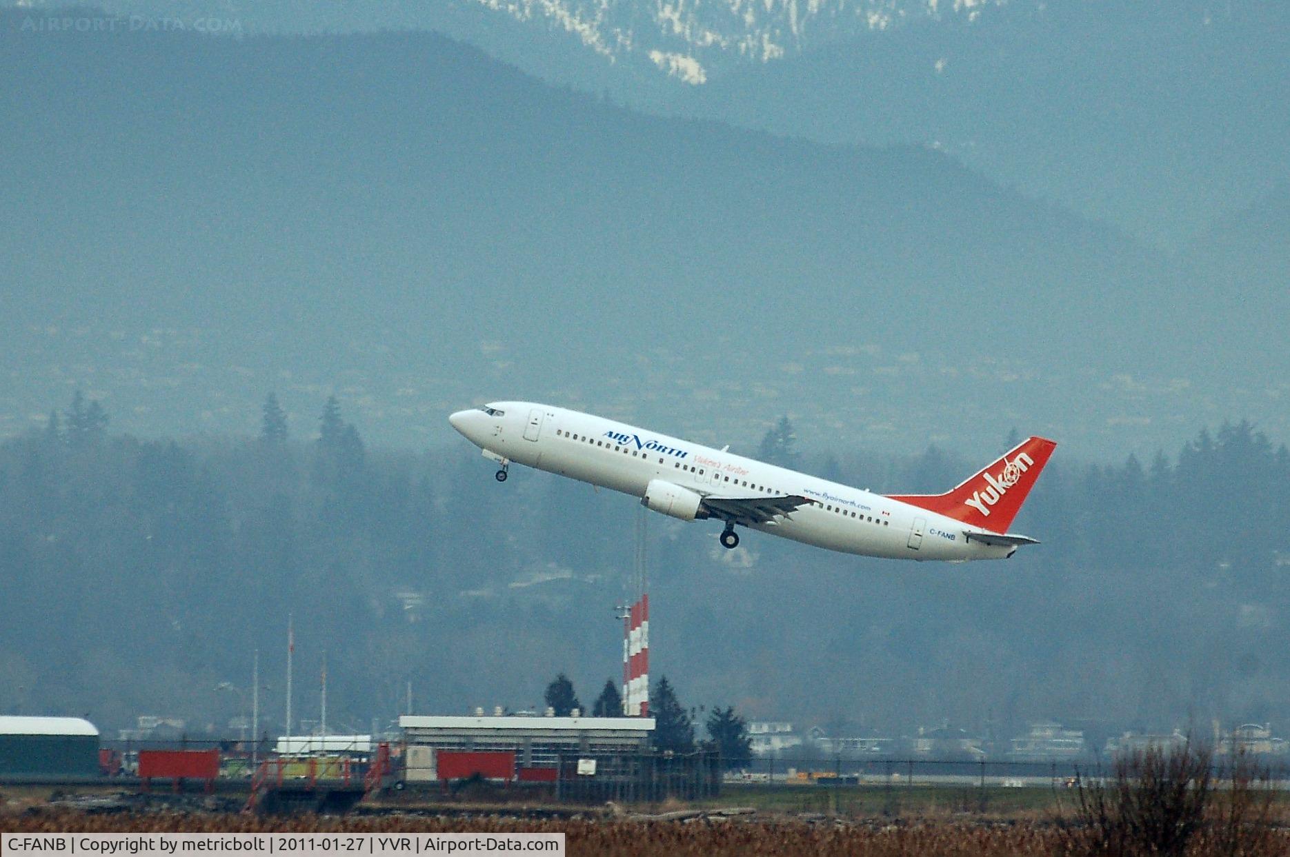 C-FANB, 1992 Boeing 737-48E C/N 25764, Take off from YVR. Previously registered as N764TA,SX-BKU,PP-VTO and HL7227