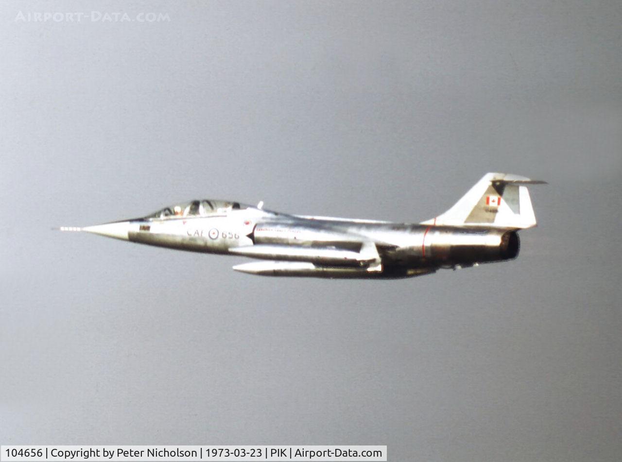 104656, Lockheed CF-104D Starfighter C/N 583A-5326, CF-104D Starfighter of 1 Canadian Air Group flown at Prestwick after maintenance by Scottish Aviation Limited.