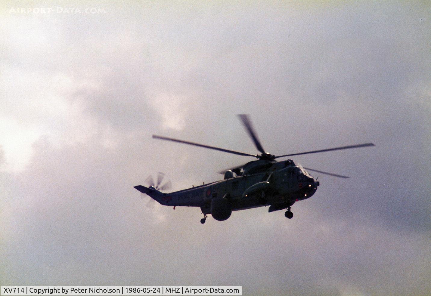 XV714, 1972 Westland Sea King AEW.2A C/N WA685, Sea King AEW.2A of 849 Squadron demonstrating at the 1986 RAF Mildenhall Air Fete.