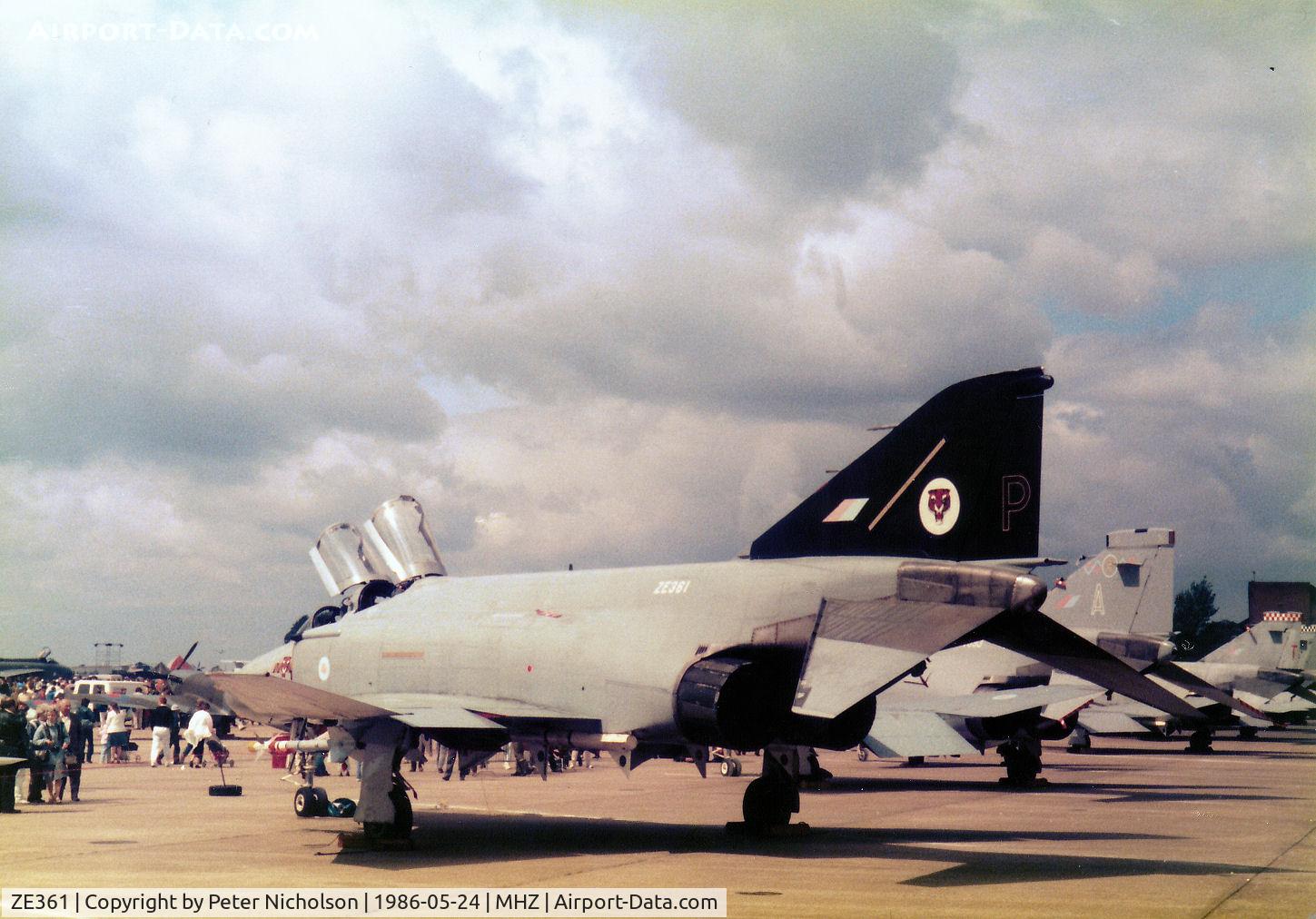 ZE361, McDonnell Douglas F-4J(UK) Phantom II C/N 2903, F-4J(UK) Phantom of 74 Squadron based at Wattisham on display at the 1986 RAF Mildenhall Air Fete.