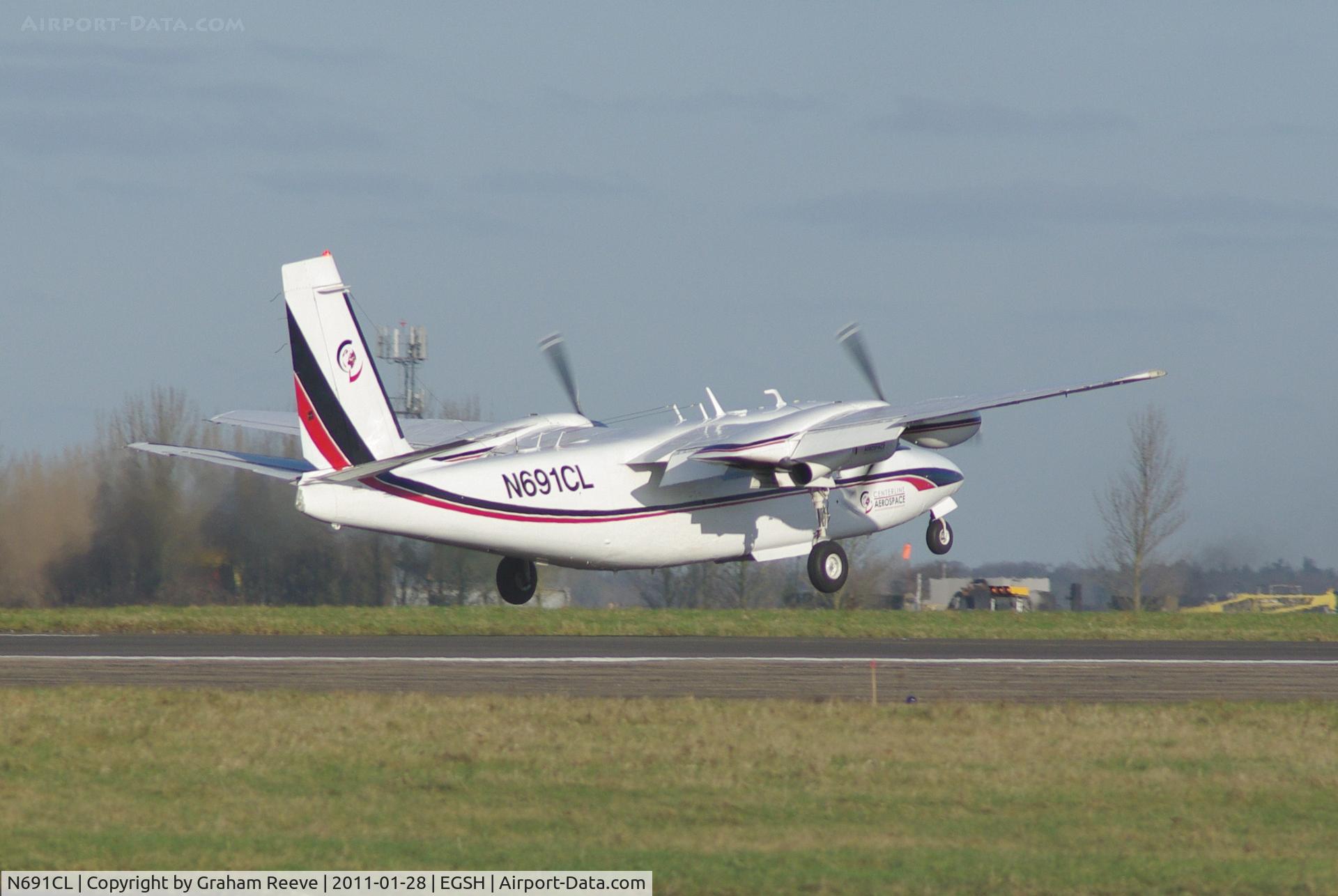 N691CL, 1973 Rockwell 690 Turbo Commander C/N 11058, About to touch down.