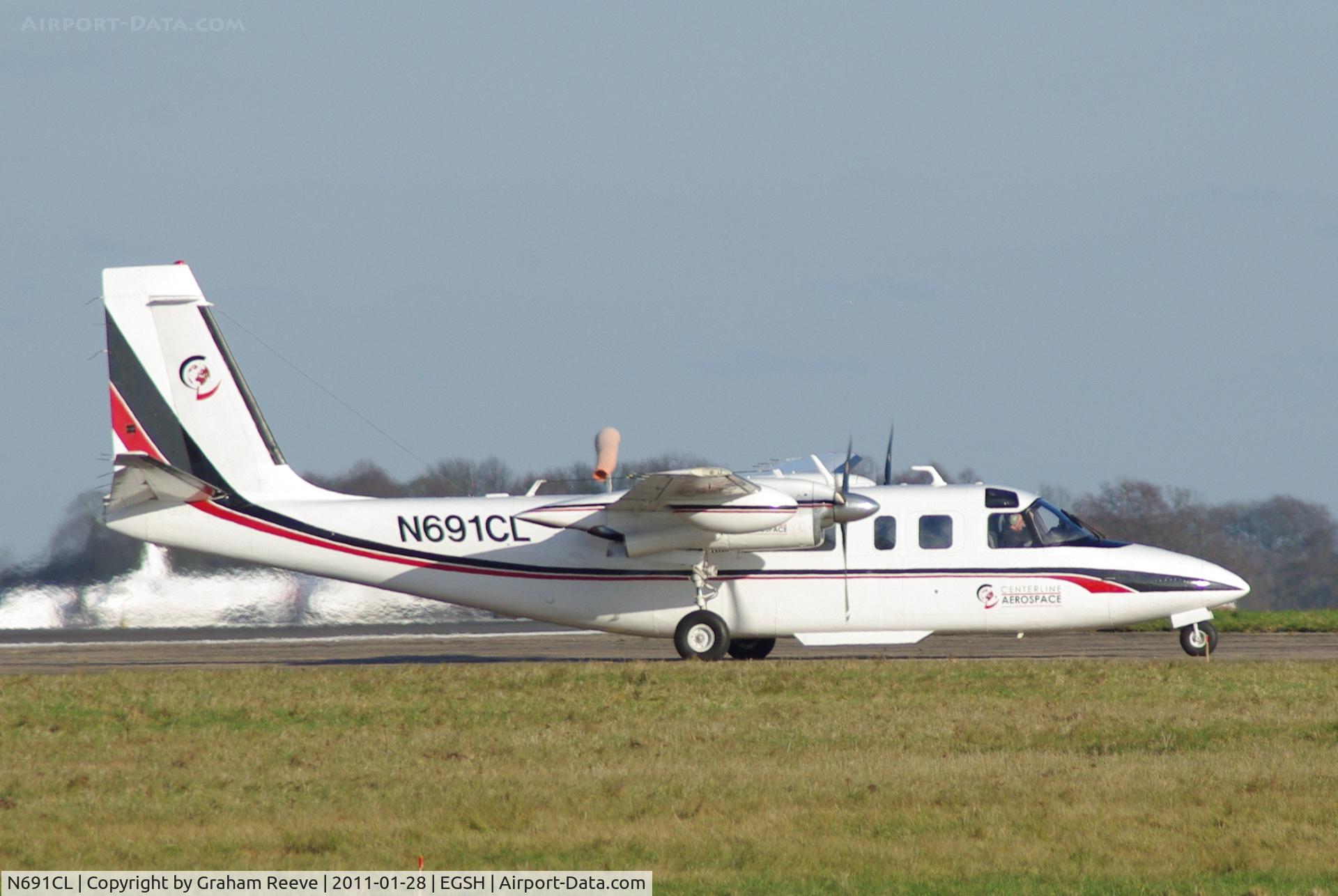 N691CL, 1973 Rockwell 690 Turbo Commander C/N 11058, Making it's way to the aircraft park.