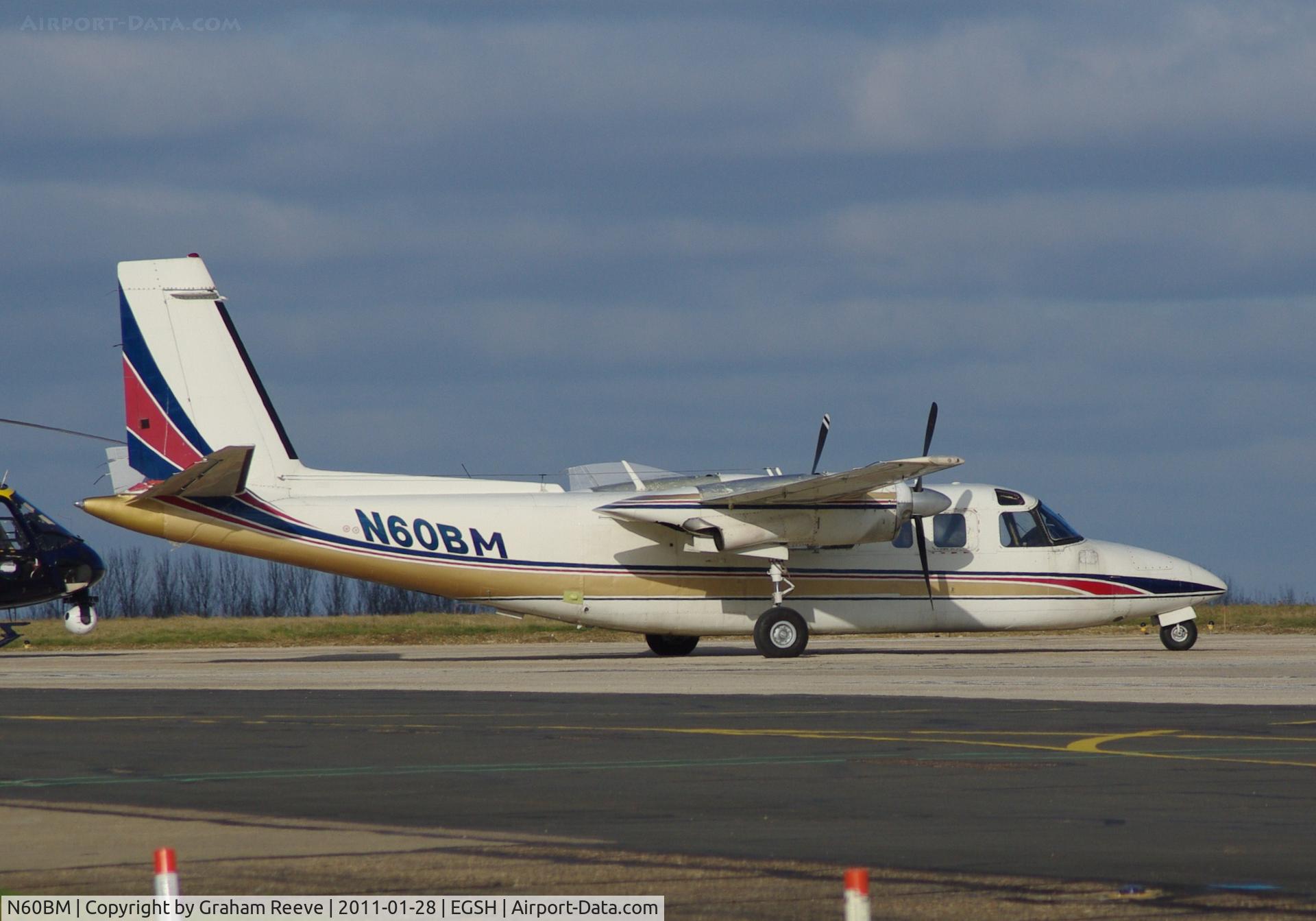 N60BM, 1974 Aero Commander 690A Turbo Commander C/N 11172, Parked at Norwich.