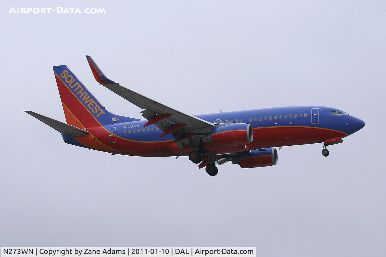 N273WN, 2007 Boeing 737-7H4 C/N 32528, Southwest Airlines landing at Dallas Love Field