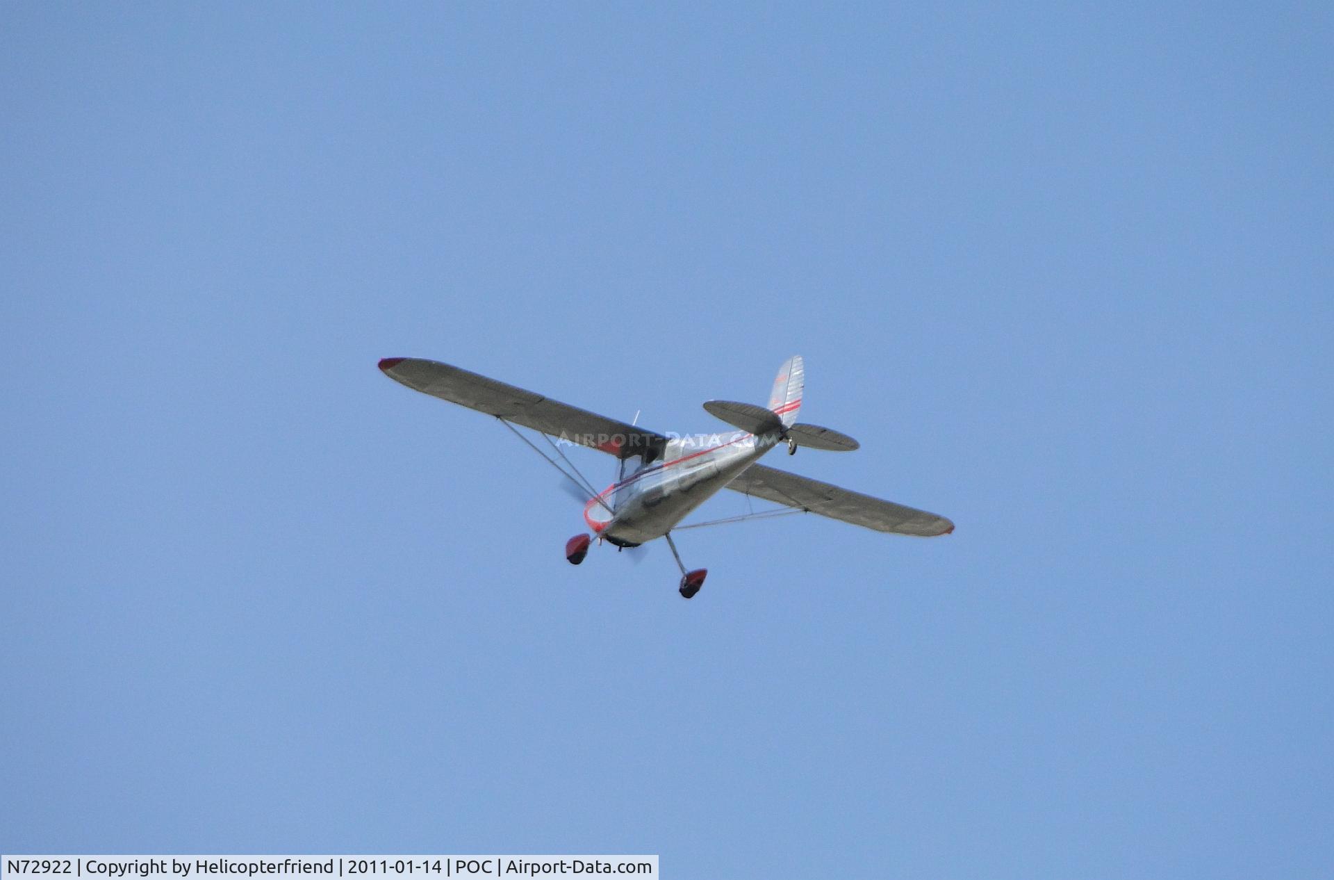 N72922, 1946 Cessna 140 C/N 10120, Part of the four ship diamond formation passing over Brackett