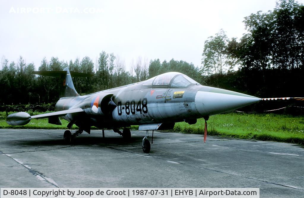 D-8048, Lockheed F-104G Starfighter C/N 683-8048, After withdrawl from service in 1984 the remaining Starfighters were stored at Ypenburg. In 1987 a final photocall was held to photograph these. Afterwards many were dispersed all over the Netherland (and abroad).