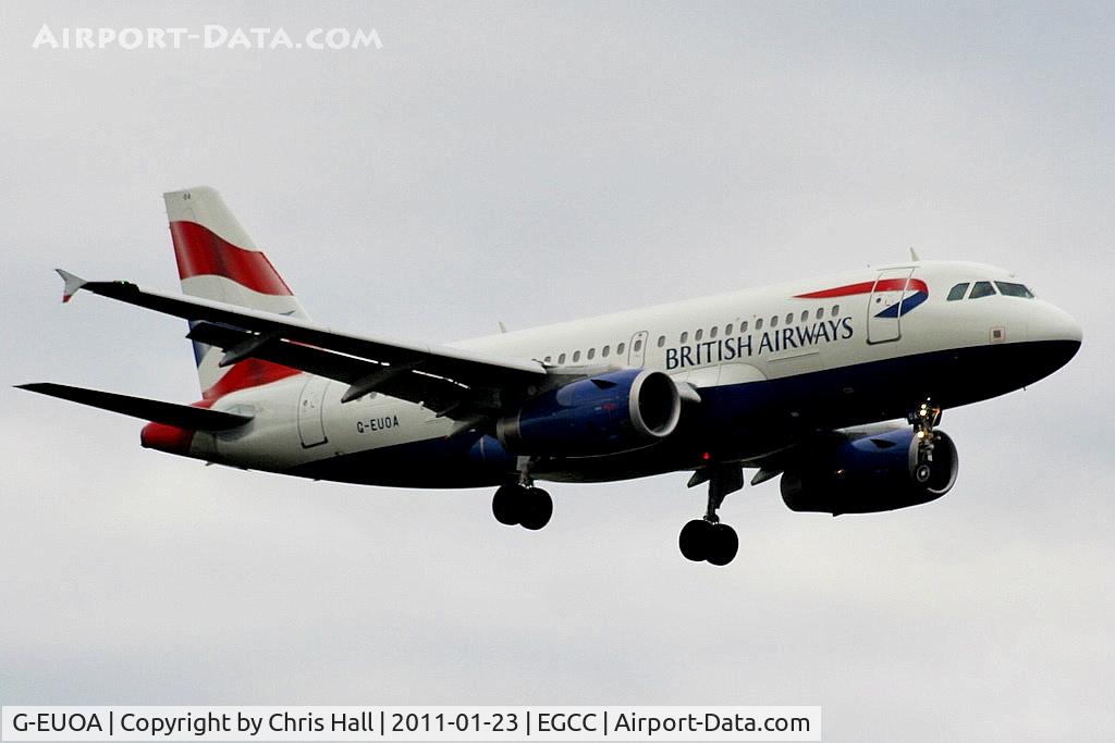G-EUOA, 2001 Airbus A319-131 C/N 1513, British Airways A319 on approach for RW05L