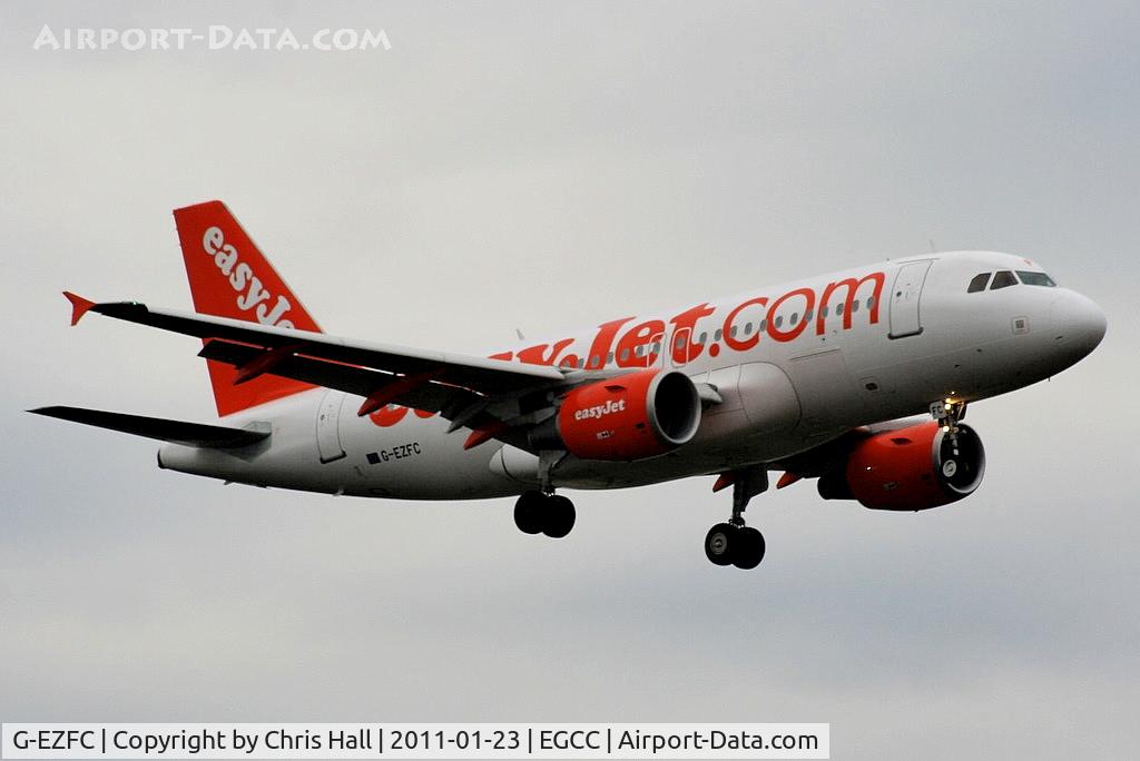 G-EZFC, 2009 Airbus A319-111 C/N 3808, Easyjet A319 on approach for RW05L