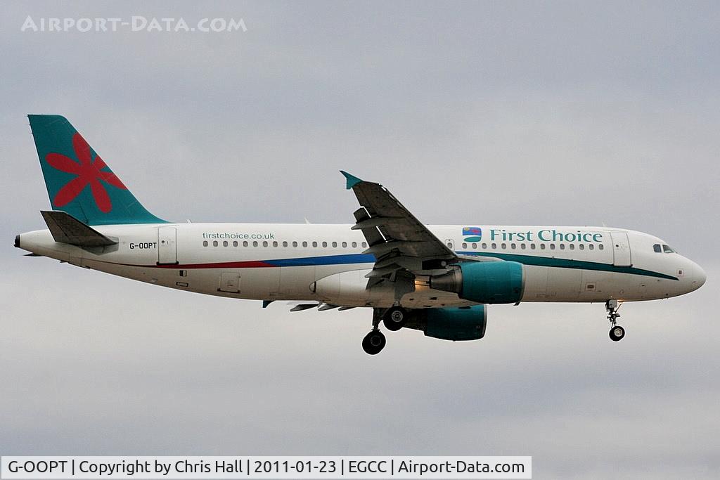 G-OOPT, 2001 Airbus A320-214 C/N 1605, First Choice A320 on approach for RW05L