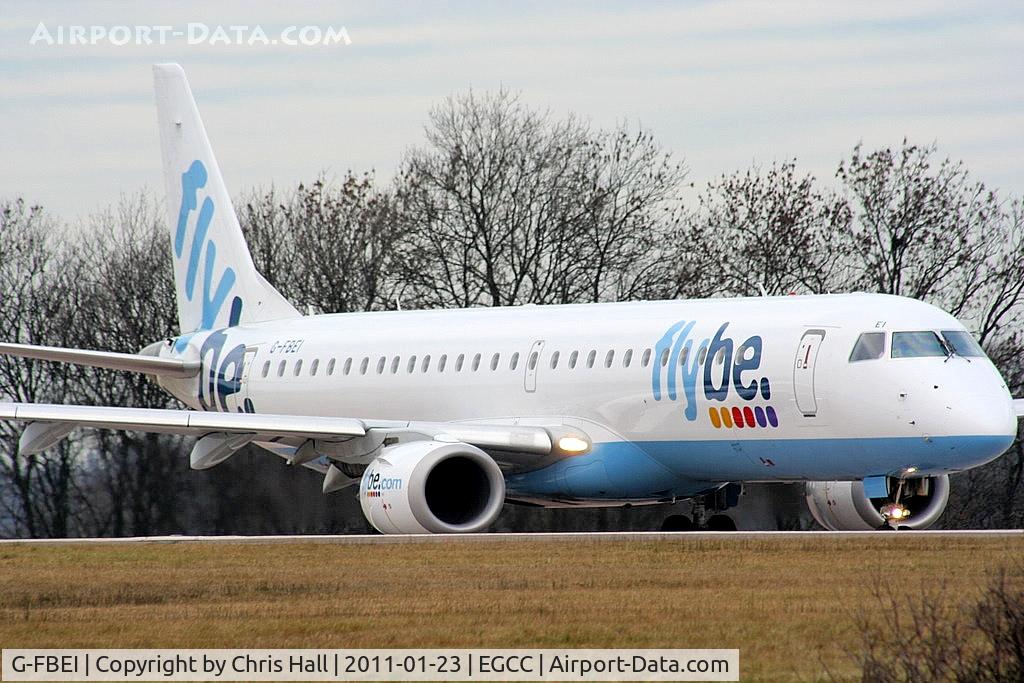 G-FBEI, 2007 Embraer 195LR (ERJ-190-200LR) C/N 19000143, flybe ERJ 190 lining up on RW05L