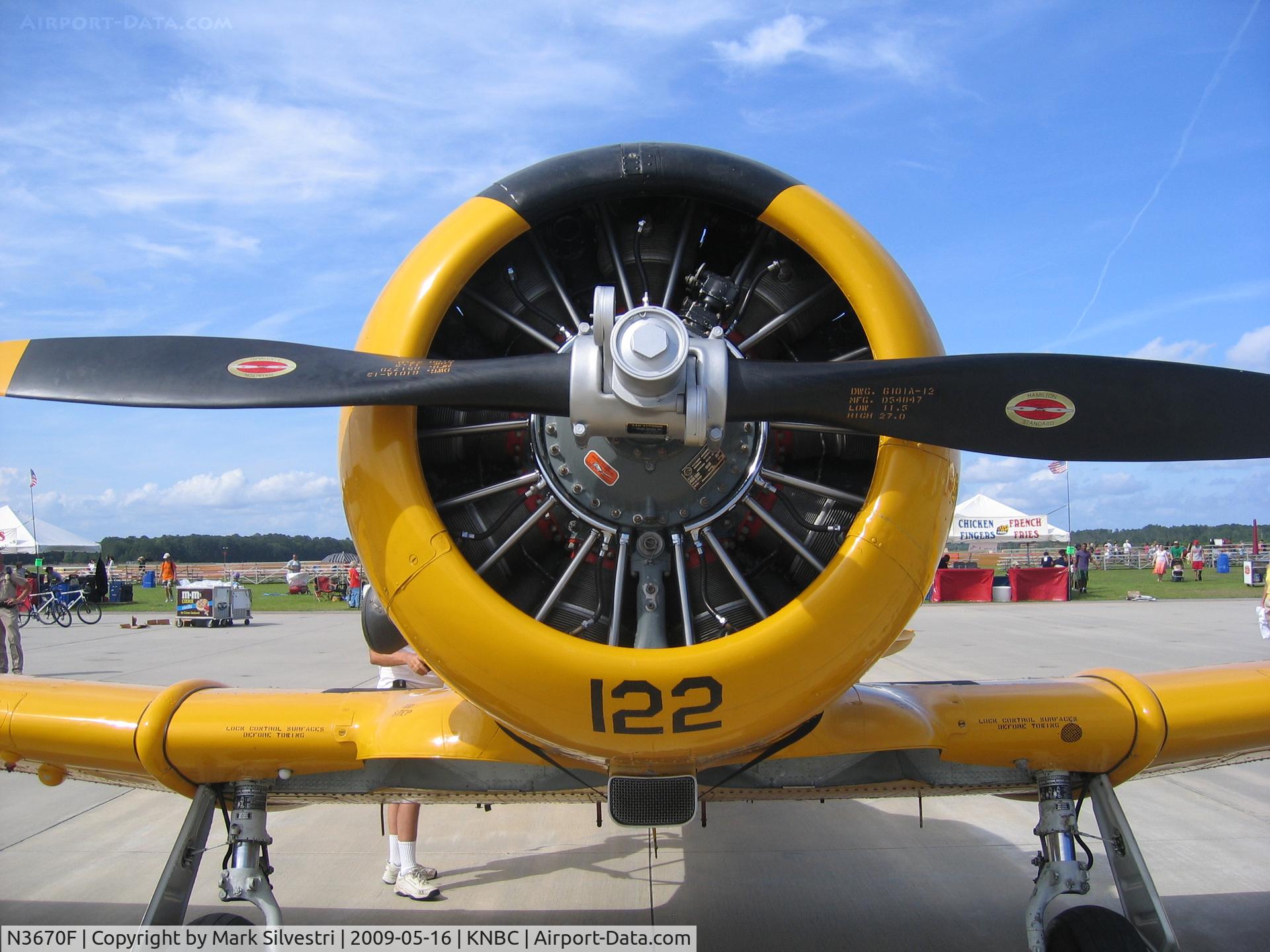 N3670F, North American SNJ-5 Texan Texan C/N 43855, Static at Marine Corps Air Station Beaufort