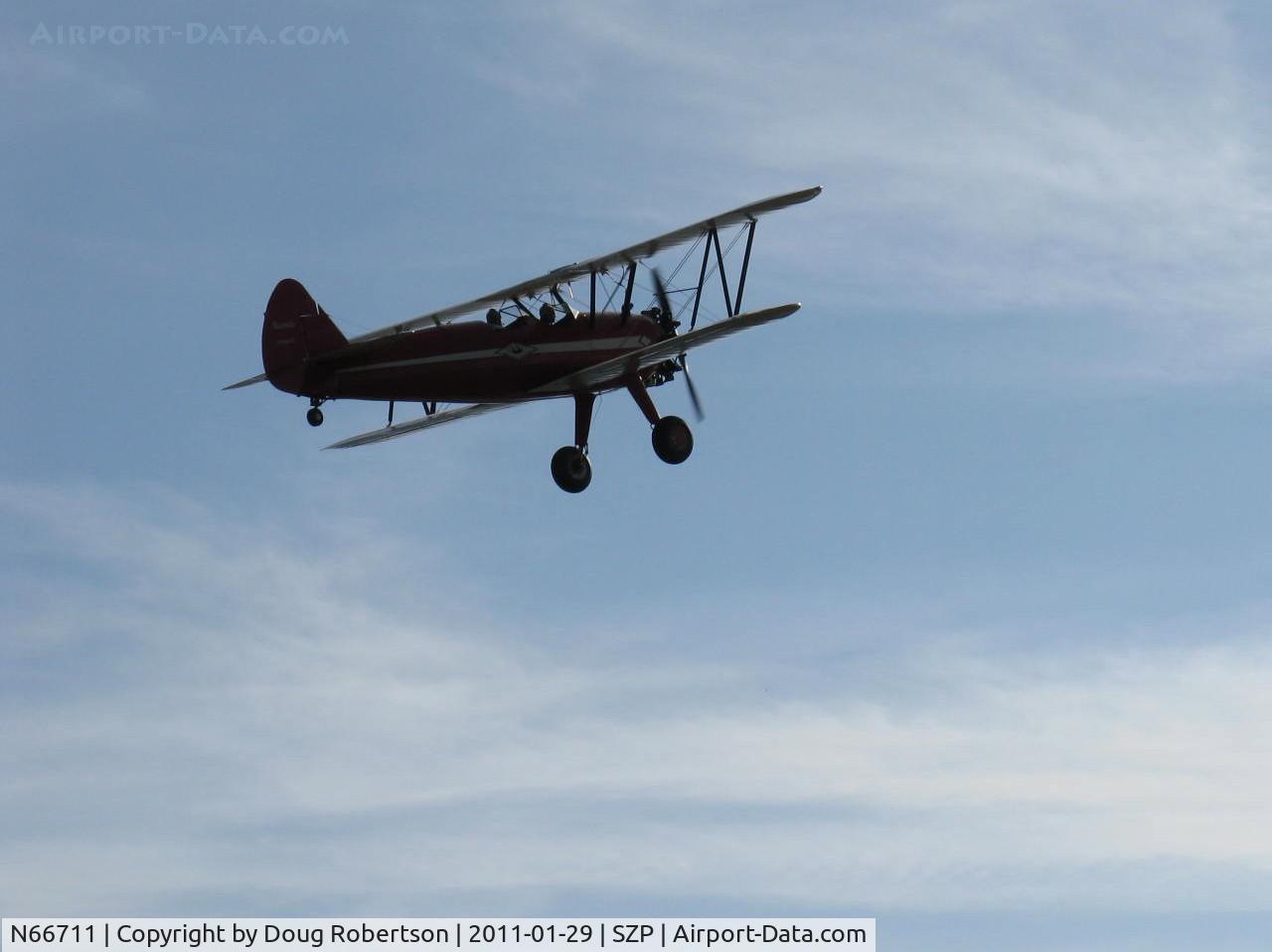 N66711, 1941 Boeing IB75A C/N 75-1675, 1941 Boeing STEARMAN 1B75A, Jacobs R-755B2 275 Hp upgrade, Restricted, Experimental class, takeoff climb Rwy 22