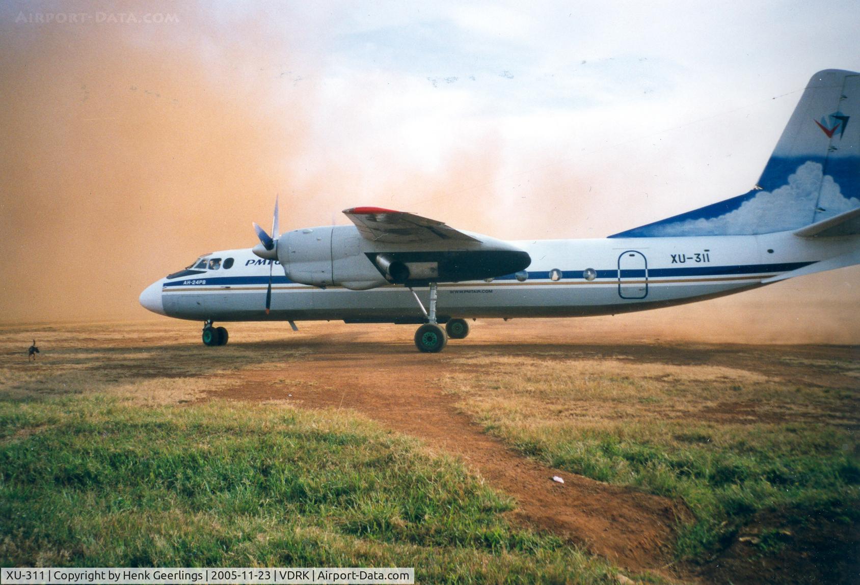 XU-311, Antonov An-24RV C/N 07803, PMT air AN-24 Incoming flt ar Rattanakhiri - Banlung airport , nov 2005