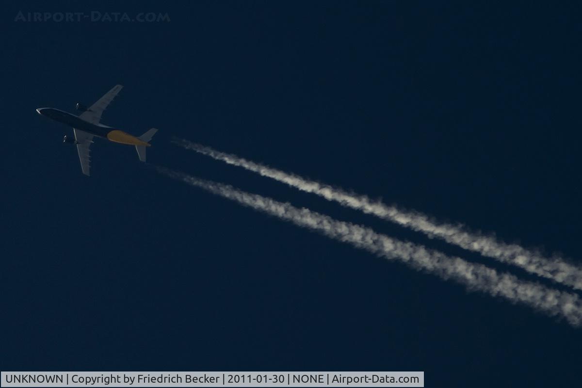 UNKNOWN, Contrails Various C/N Unknown, Monarch A300 cruising southbound