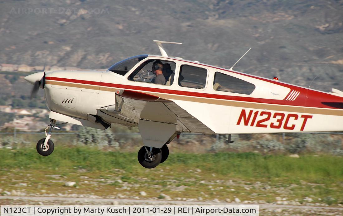 N123CT, 1967 Beech V35 Bonanza C/N D-8590, Departing Redlands.