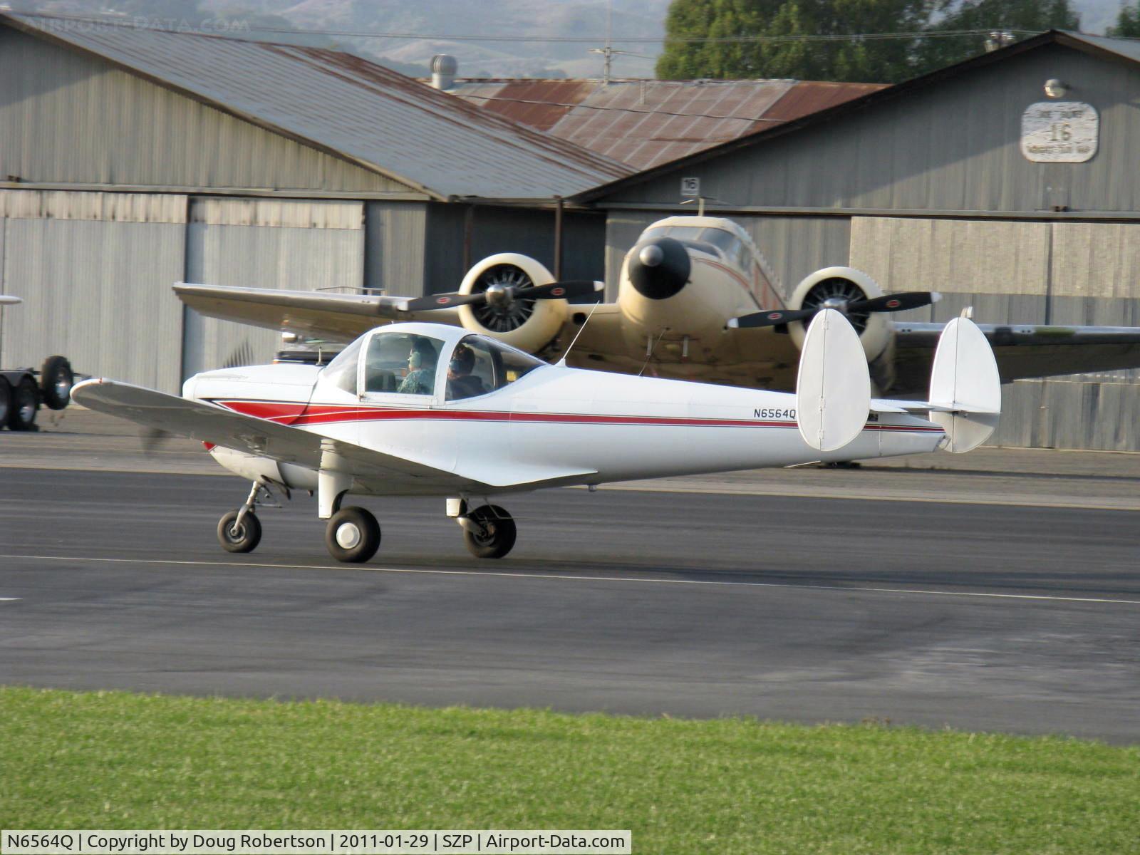 N6564Q, 1965 Alon A2 Aircoupe C/N A-64, 1965 Alon AIRCOUPE A2, Continental C90 90 Hp, landing roll Rwy 22