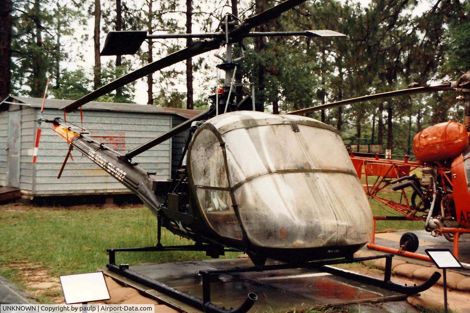 UNKNOWN, Helicopters Various C/N unknown, Hiller H-23 Raven  54-007   Ft. Polk, LA  1988 - Scanned Photo