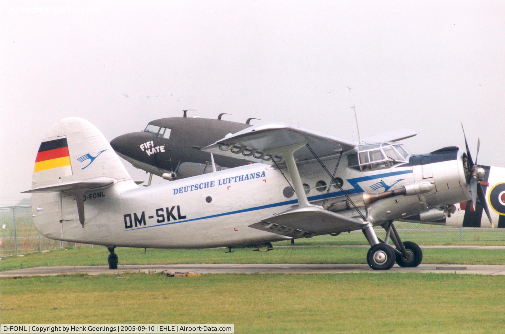 D-FONL, 1957 Antonov An-2T C/N 17802, Aviodrome BI-plane fly In , 10 Sep '05