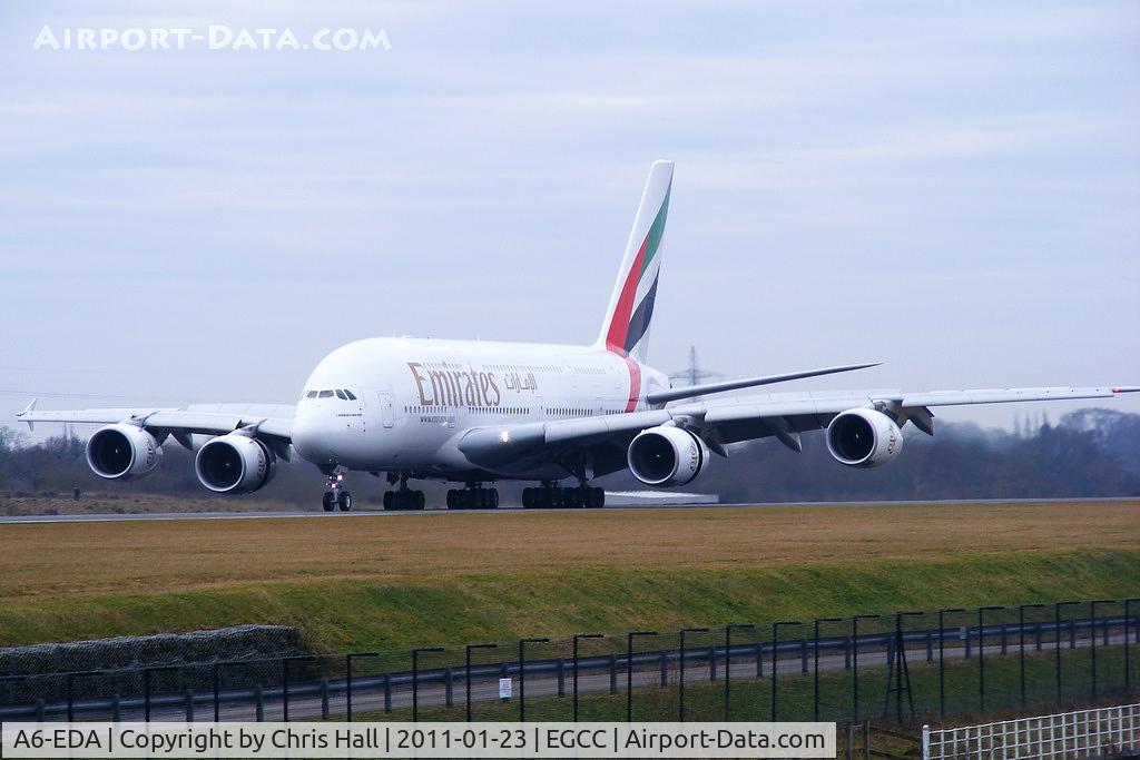 A6-EDA, 2007 Airbus A380-861 C/N 011, Emirates A380 making its first visit to MAN
