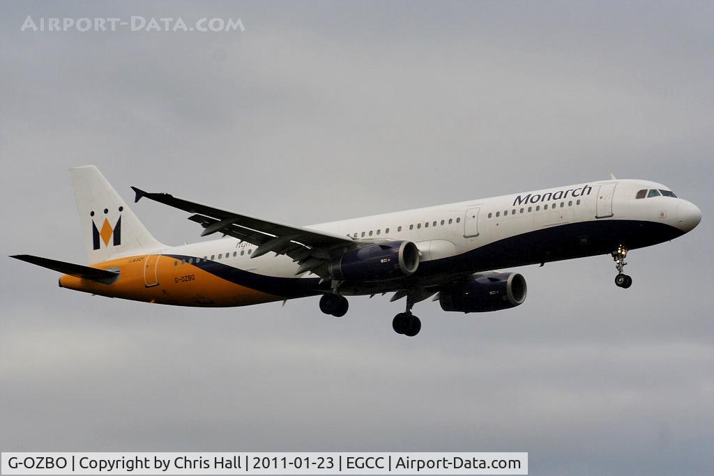 G-OZBO, 2000 Airbus A321-231 C/N 1207, Monarch A321 on approach for RW05L
