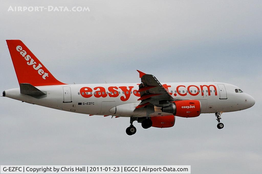 G-EZFC, 2009 Airbus A319-111 C/N 3808, Easyjet A319 on approach for RW05L