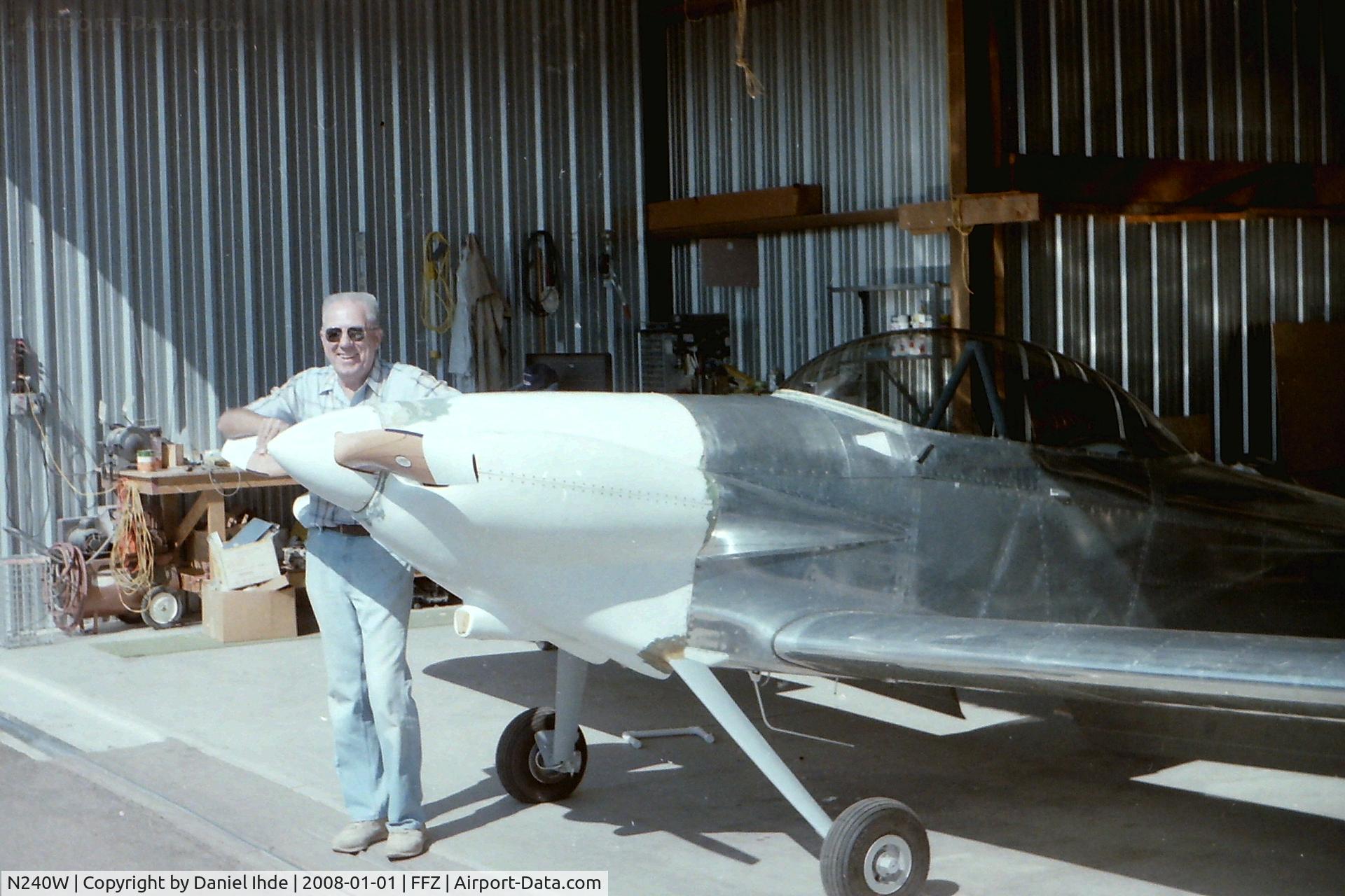 N240W, Vans RV-4 C/N 24, Glenn Welsh and his nearly completed N240W photographed at Falcon Field AZ, in the spring of 1988