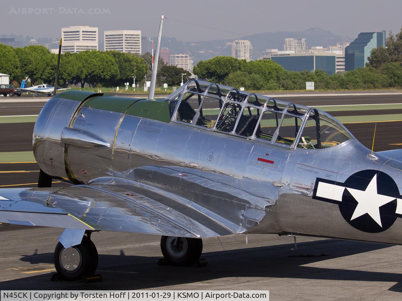N45CK, 1960 North American SNJ-6 Texan C/N 121-42239, N45CK parked on the tarmac at KSMO