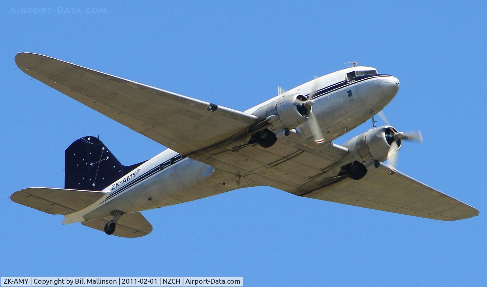 ZK-AMY, 1944 Douglas C-47A Skytrain C/N 13506, Fly over of NZCH