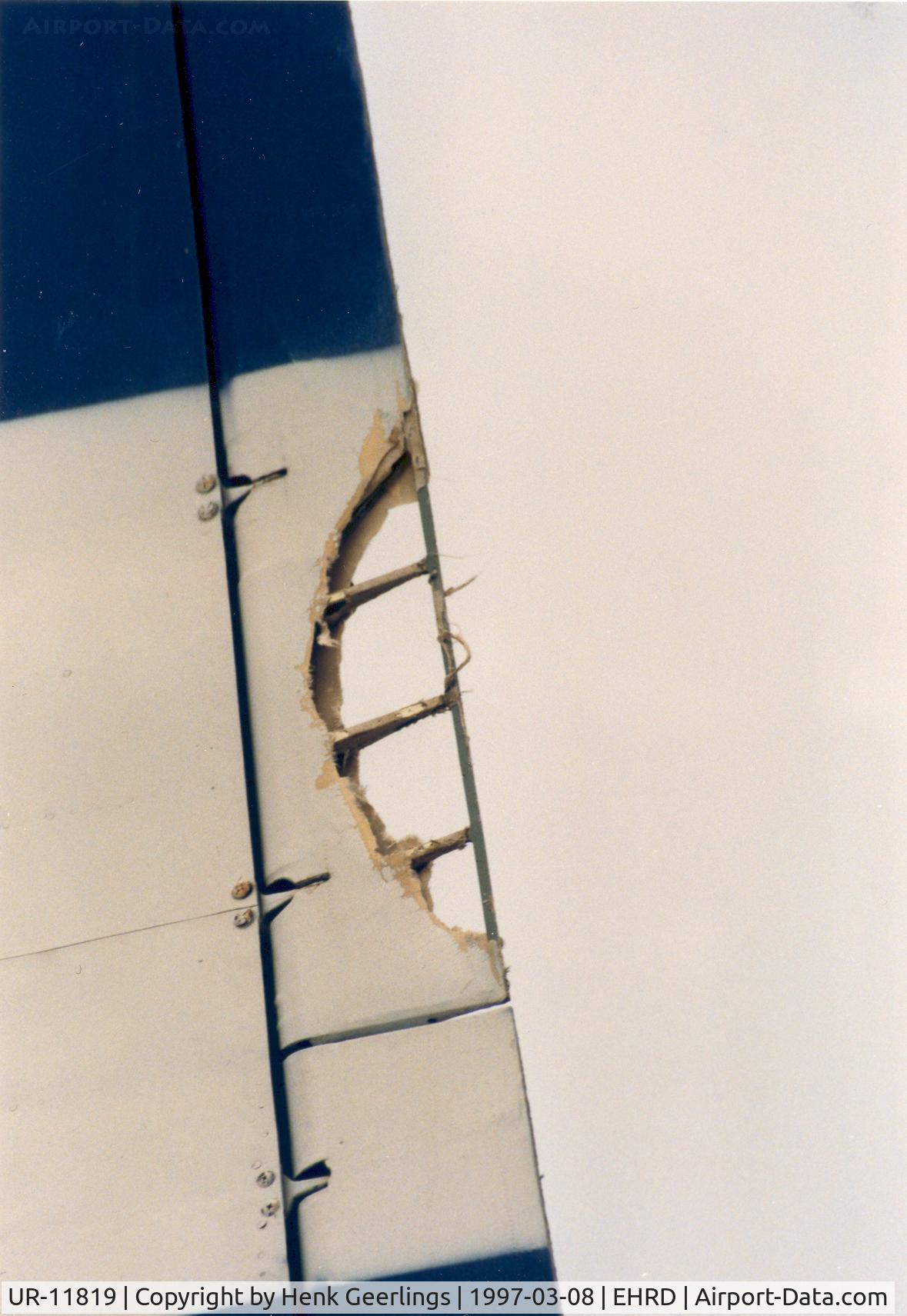 UR-11819, 1966 Antonov An-12BP C/N 6344009, Part of rudder missing