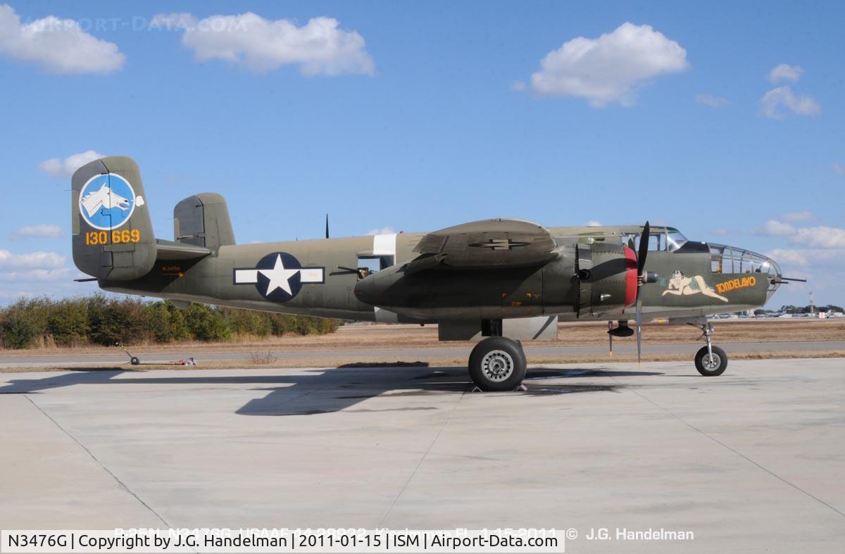N3476G, 1944 North American B-25J Mitchell C/N 108-33257, At Kissimmee Florida. Perfect sky.