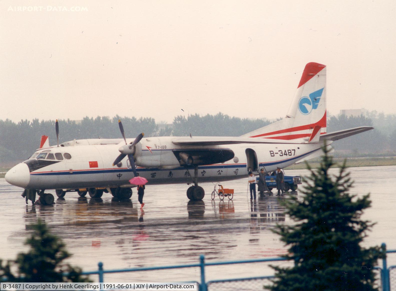 B-3487, Xian Yunshuji Y7-100 C/N 07706, China Southwest Aiirlines , Xian , Y7-100