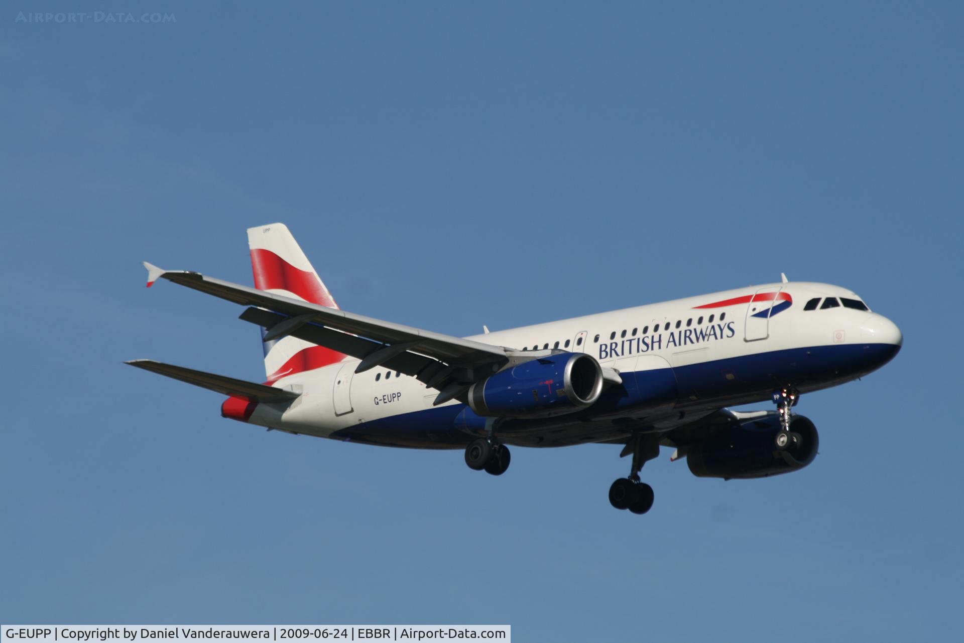 G-EUPP, 2000 Airbus A319-131 C/N 1295, Arrival of flight BA388 to RWY 02
