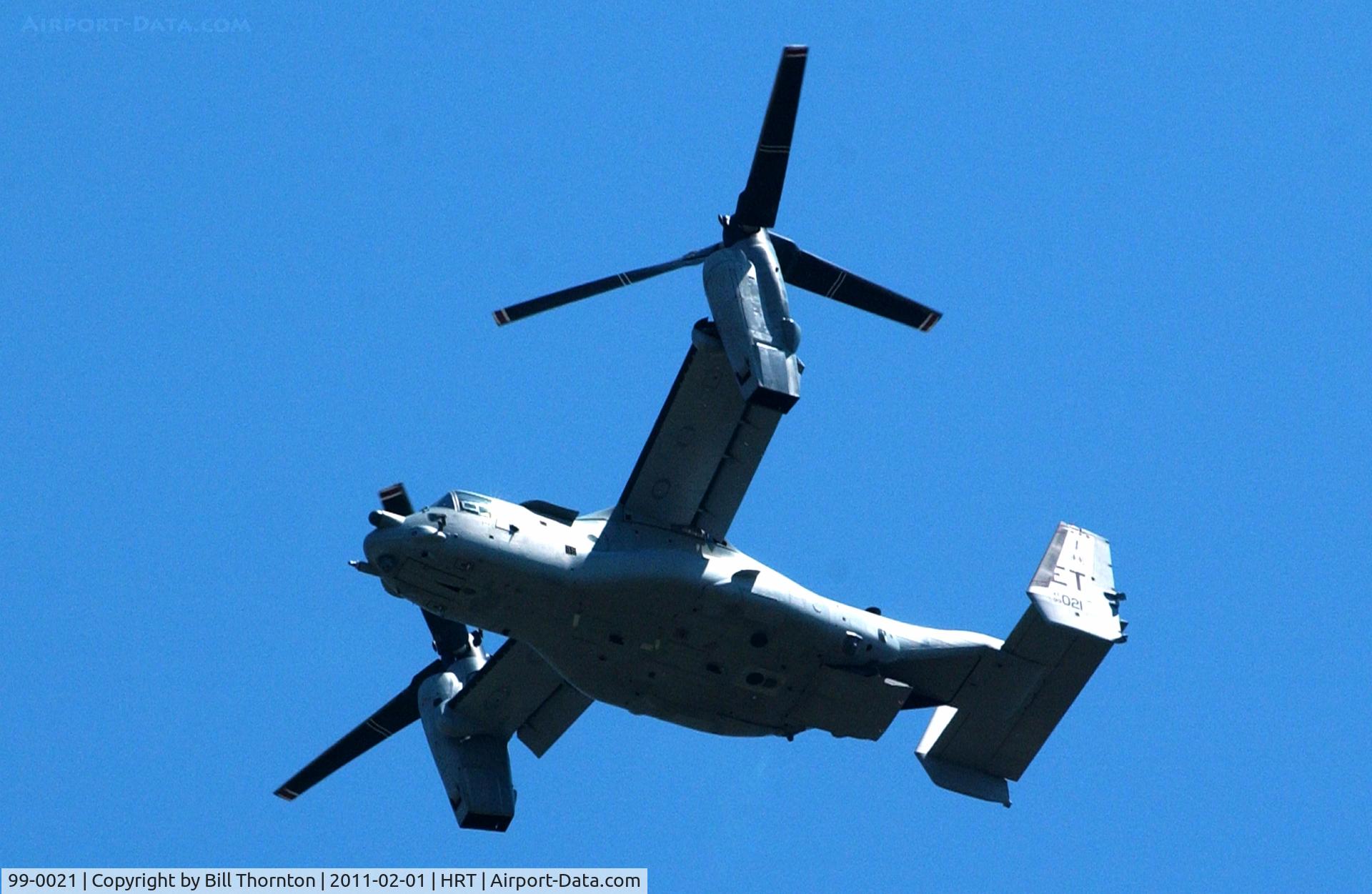 99-0021, 1998 Bell-Boeing CV-22B Osprey C/N D0025, While CV-22, tail #0021 is assigned to the 413th Flight Test Squadron (46th Test Wing, Eglin AFB, Fla.) she resides at neighboring Hurlburt Field, home of the 8th Special Opeartions Squadron, the Air Force’s only operational CV-22 unit. The 413th performs