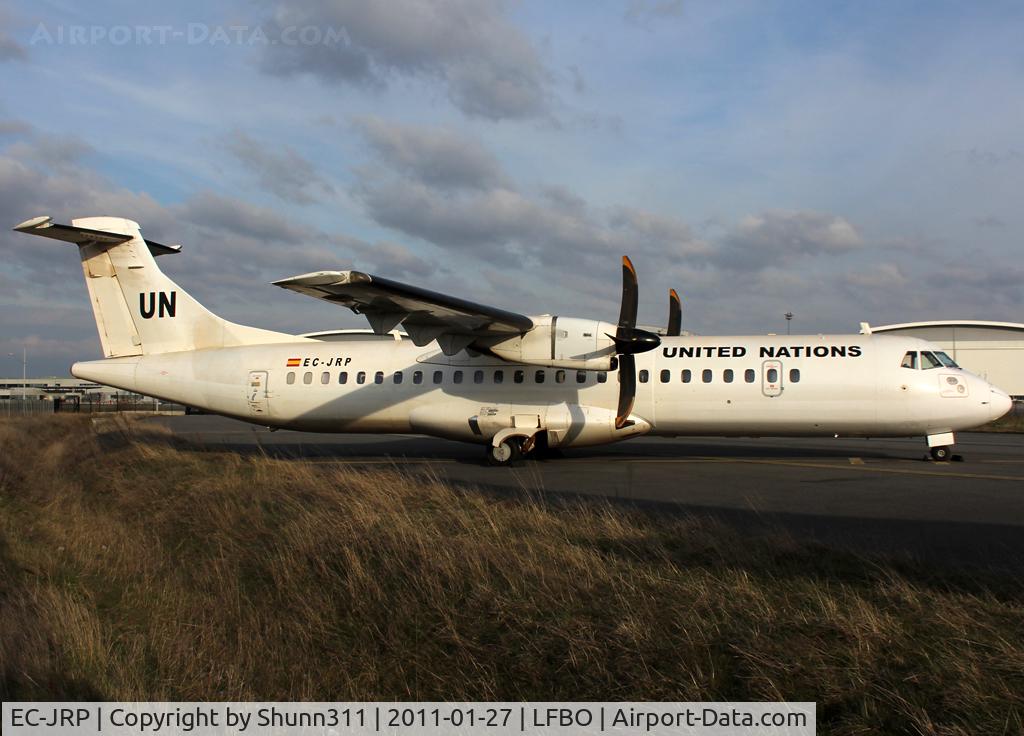 EC-JRP, 1995 ATR 72-212 C/N 446, Parked at Latecoere Aeroservices in UN c/s... Operated by Swiftair...