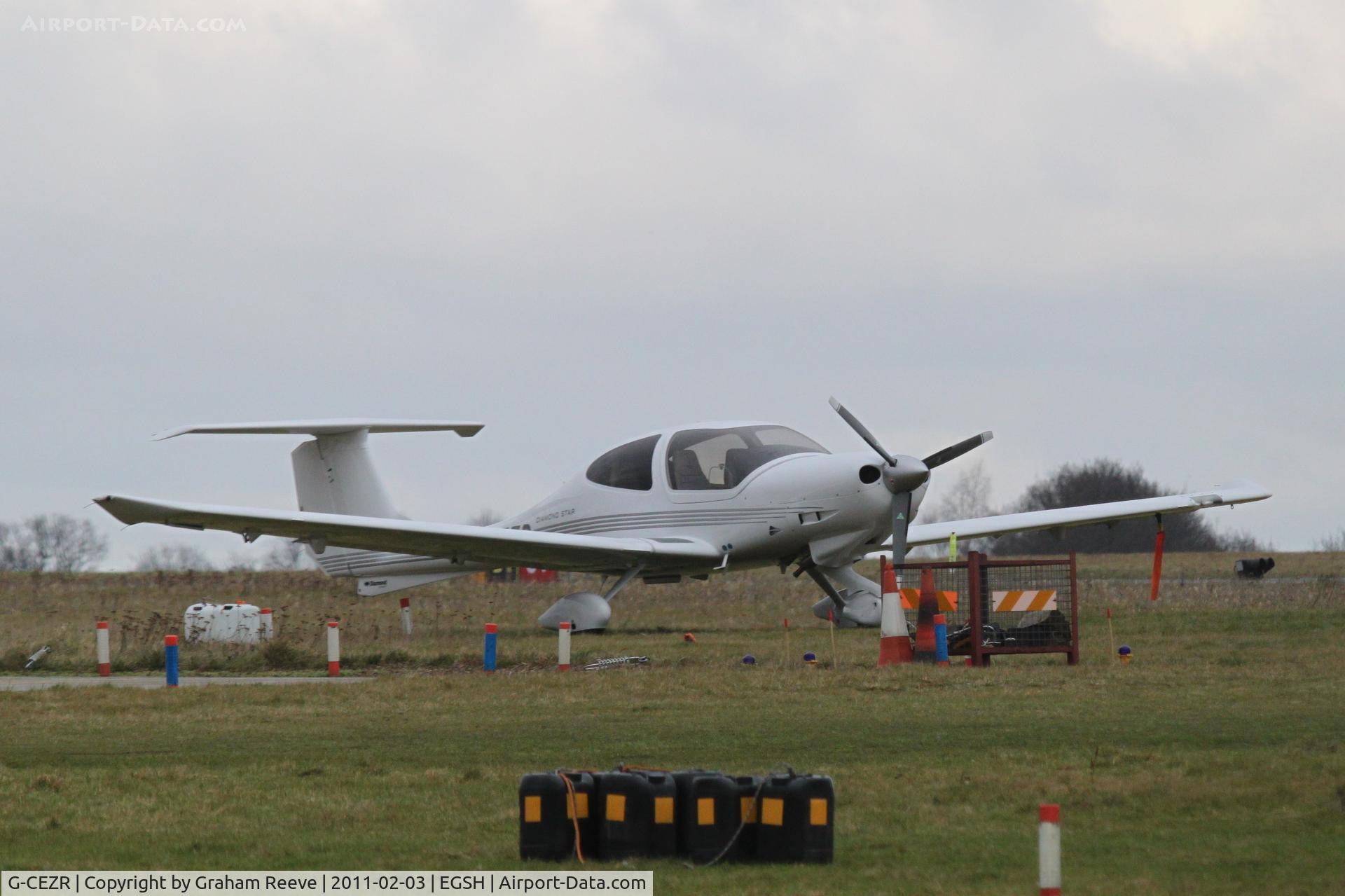 G-CEZR, 2008 Diamond DA-40D Diamond Star C/N D4.343, Parked on the grass at Norwich.