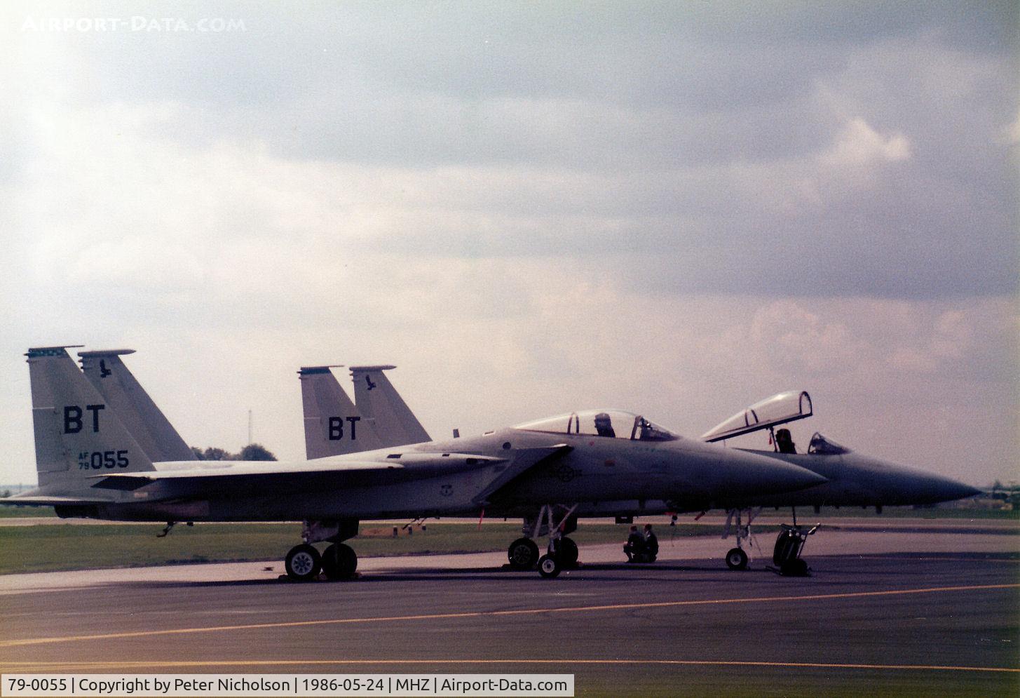 79-0055, 1979 McDonnell Douglas F-15C Eagle C/N 0599/C124, F-15C Eagle of Bitburg's 525th Tactical Fighter Squadron/36th Tactical Fighter Wing on the flight-line at the 1986 RAF Mildenhall Air Fete.